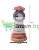 Сензорни блокове за деца, гумени меки креативни, Монтесори кула, пирамида 8 части